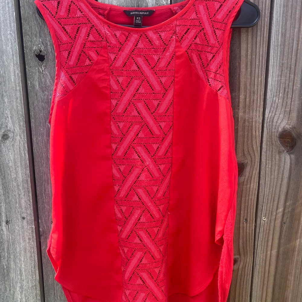 Banana Republic Red Lace Tank Top